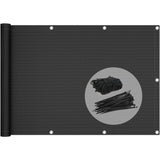 Black HDPE Balcony Privacy Screen 200g m2 with Cable Ties and Cords, 500 x 90 cm