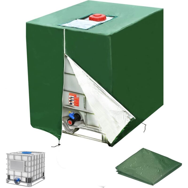Green Waterproof Anti UV Dustproof Protective Cover for 1000L IBC Tank, 120 x 100 x 116 cm