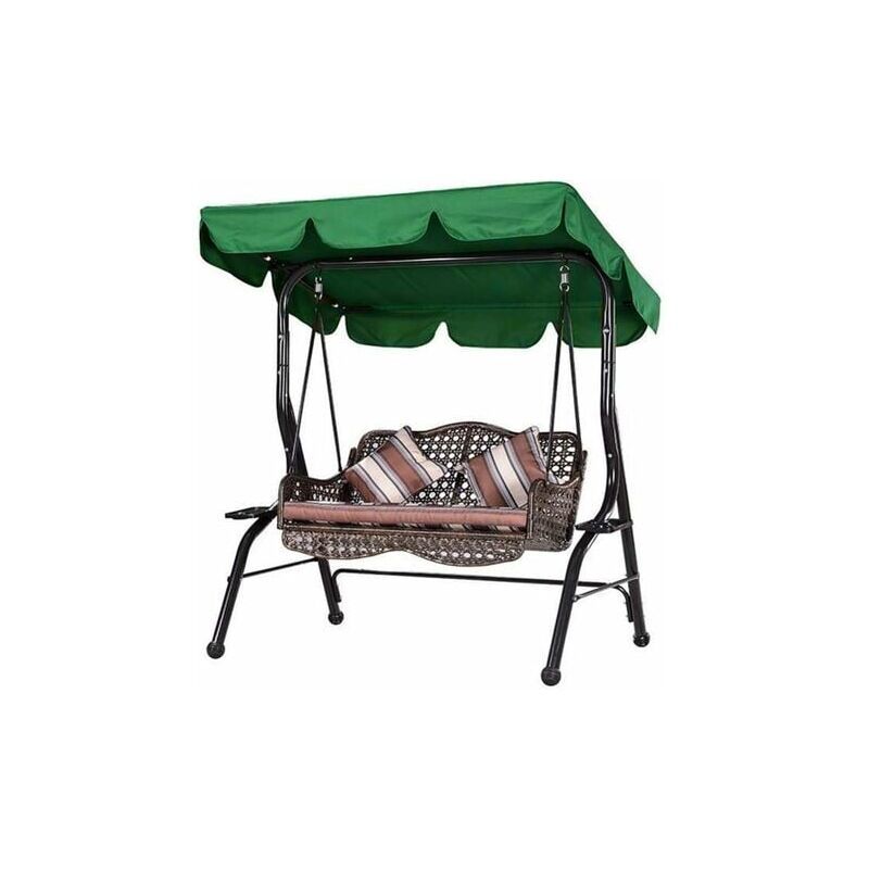 Green 210D Waterproof Garden Swing Canopy Replacement Anti UV Three Seat, 195 x 125 x 15 cm
