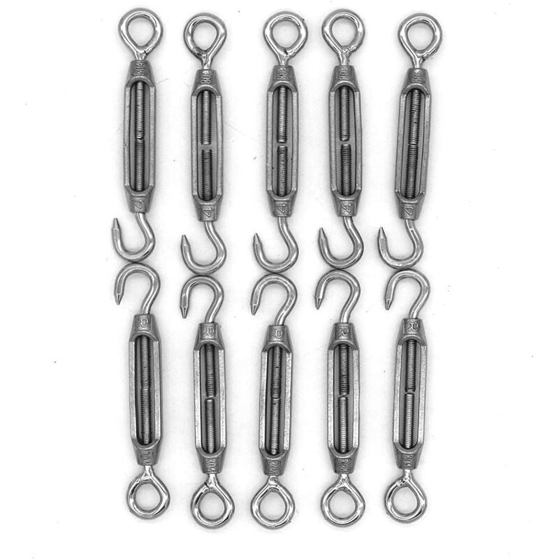 10 Pcs M4 Stainless Steel Hook and Eye Turnbuckle Wire Rope Hardware Kit