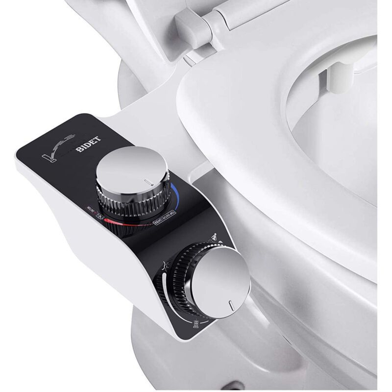 Electric Bidet Toilet Seat Attachment with Dual Self Cleaning Water Nozzles