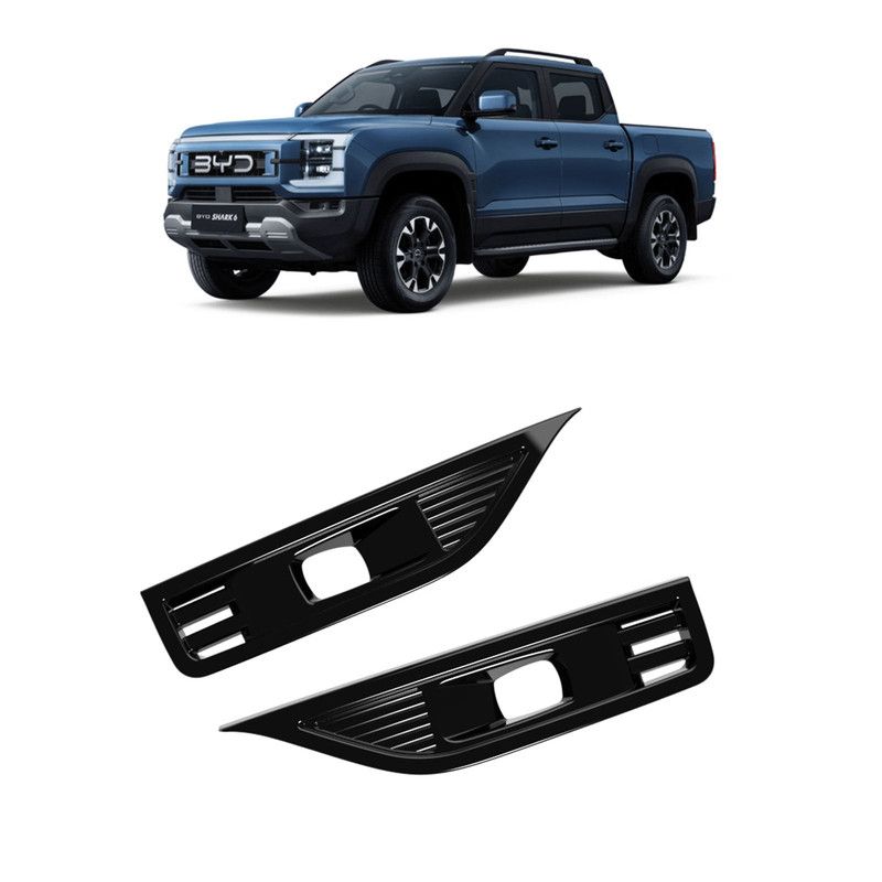 BYD Shark 6 Side Fender Parking Light Decorative Covers | 3 Surface Finishes Available: Black, Chrome, Carbon Fiber Truck Exterior Decorative Covers (Black)
