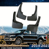 Custom Molded Mud Flaps Compatible with Ford Ranger 2018-2022 | Heavy-Duty All-Weather Splash Guards, Pre-Drilled Direct Bolt-On