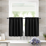 2 Pack Blackout Kitchen Curtains Black, 76 x 60 cm