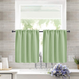2 Pack Blackout Kitchen Curtains Green, 106 x 91 cm