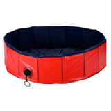 Foldable Dog Pet Pool Bathtub, Red, L