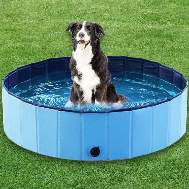 Foldable Dog Pet Pool Bathtub, Blue, S