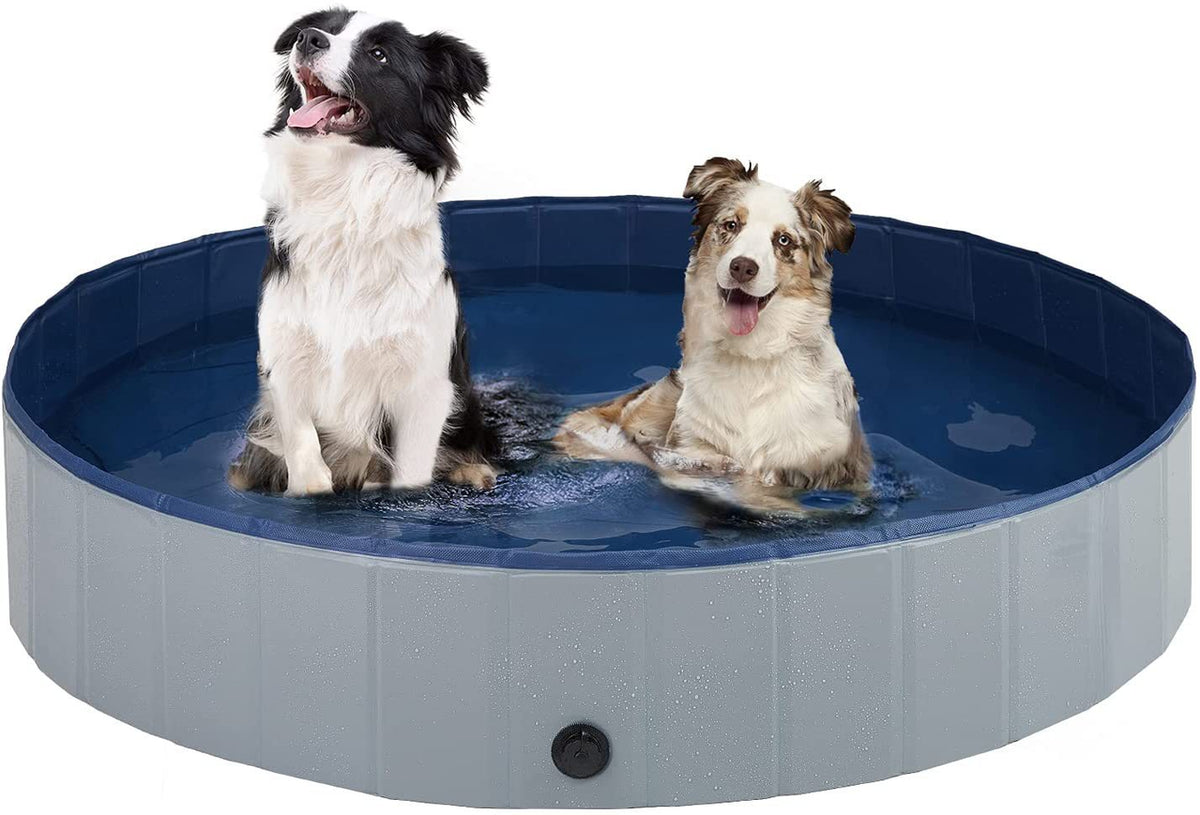 Foldable Dog Pet Pool Bathtub, Gray, L