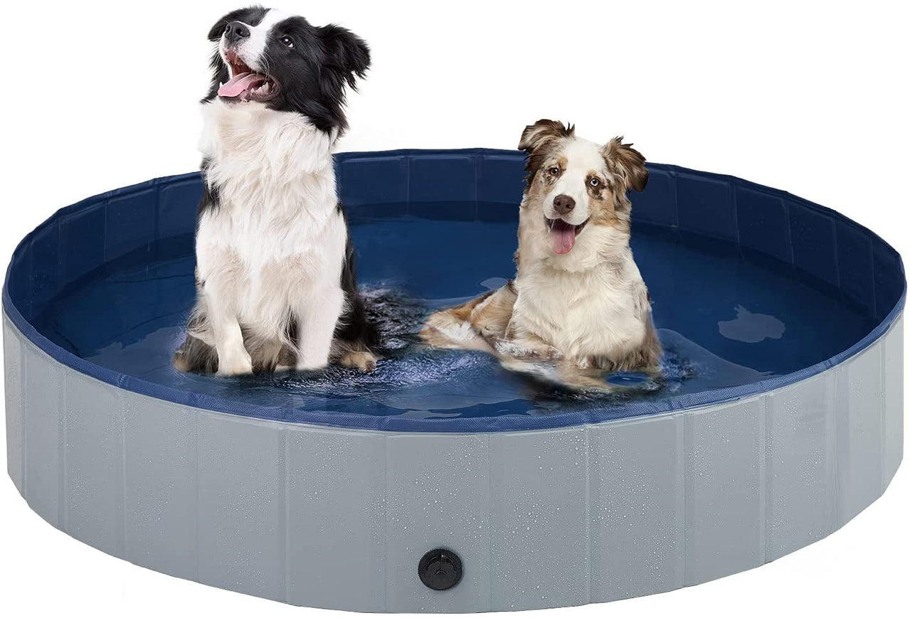 Foldable Dog Pet Pool Bathtub, Gray, S