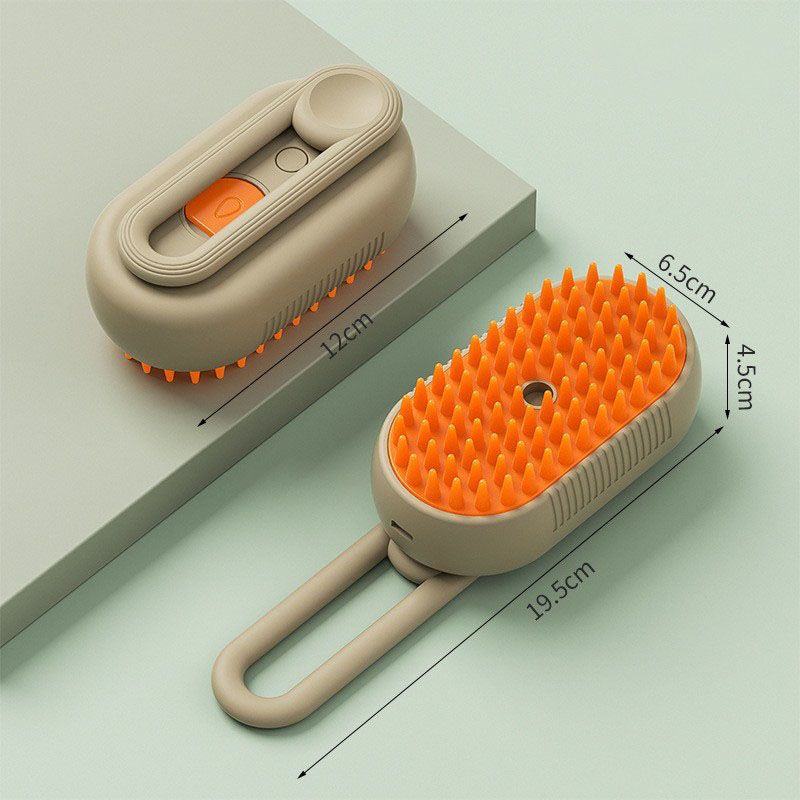 2 Piece Pet Steam Brush Set 3 in 1 Electric Spray Hair Removal Comb,Brown, USB