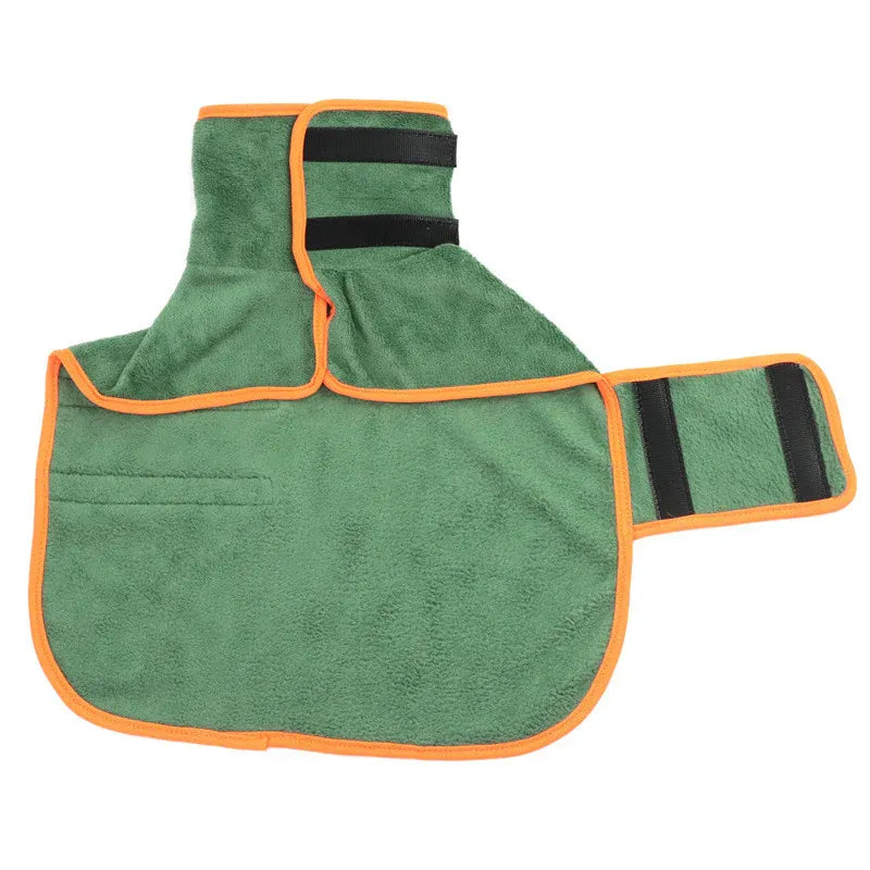 Dog Bathrobe Microfiber Absorbent Drying Coat, Green, XS