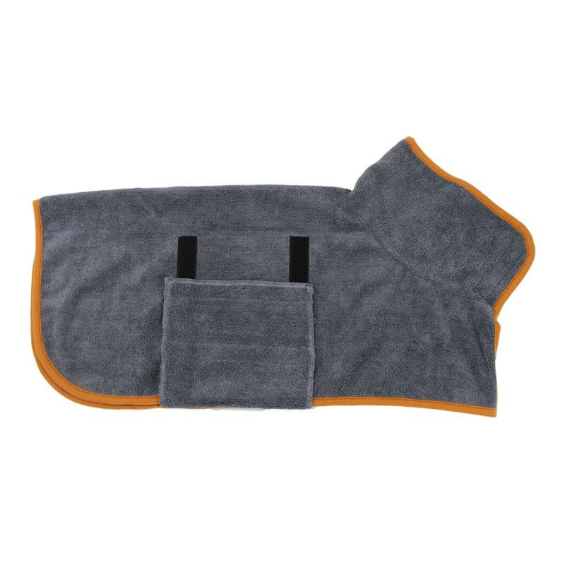 Dog Bathrobe Microfiber Absorbent Drying Coat, Grey, M