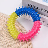 Dog Chew Ring Toy Rubber Puppy Teething Toy, Red Yellow Blue