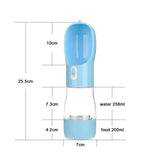 Pet Water Bottle with Integrated Feeder, Blue