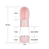Pet Water Bottle with Integrated Feeder, Pink