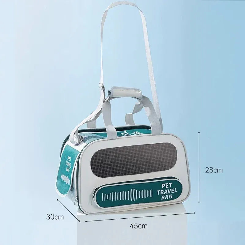 Pet Travel Bag Soft Sided Mesh Carrier Breathable Collapsible, Green