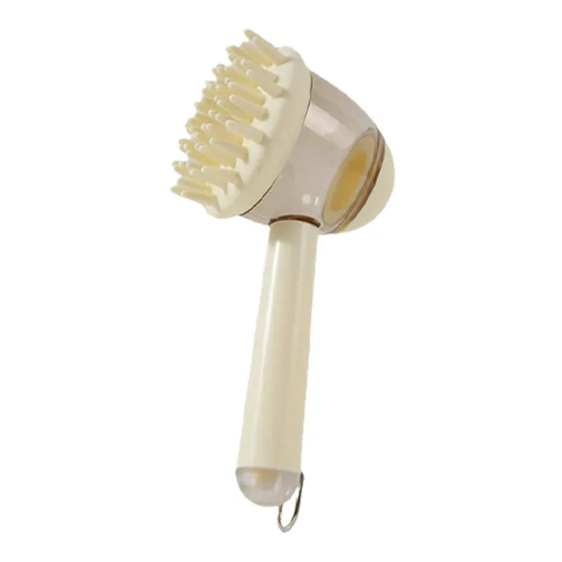 3 in 1 Pet Bath Brush Liquid Foaming Massage Brush, Beige, 18 cm