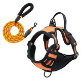 Reflective Pet Vest, Dog Harness, No Pull, Breathable, 1.5-meter tow rope - Orange, XL