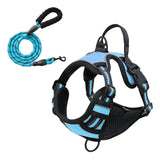 Reflective Pet Vest, Dog Harness, No Pull, Breathable, 1.5-meter tow rope - Blue, M