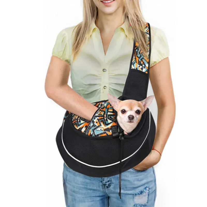 Small Pet Carrier Sling Crossbody Bag for Cats and Dogs, Orange, M