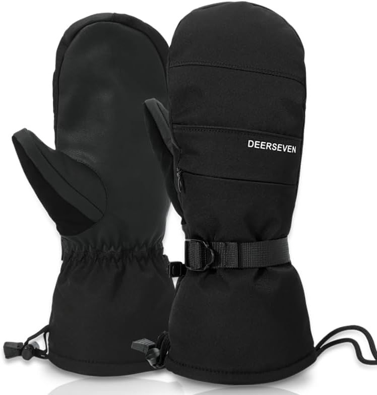 Waterproof Windproof Thermal Winter Gloves - Ski Gloves for Men & Women - Removable Wrist Support - Suitable for Snowboarding, Winter Sports, Cold Weather (Size M, Black)