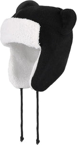 Warm Hat - Baby Winter Hat with Earflaps - Fleece Lining - Knitted - 2 Cute Ears - For Girls & Boys (Head Circumference: 48-50 cm)