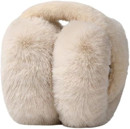 Foldable Warm Ear Muffs for Women - Plush Winter Ear Warmers with Headband - Soft and Warm Earmuffs - Suitable for Outdoor Activities in Cold Weather