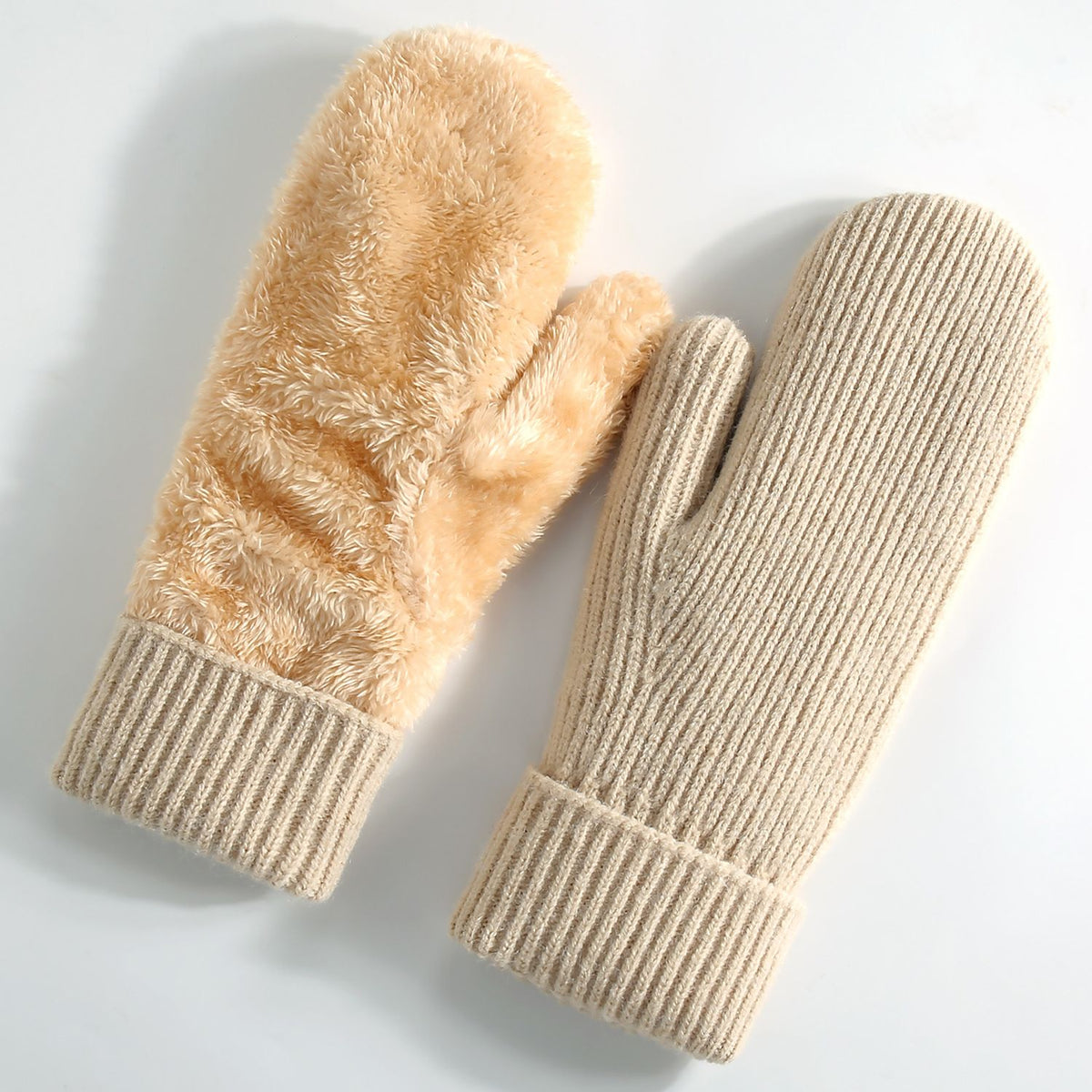 Warm Women's Winter Gloves - Thick Knit - Soft and Comfortable - Fleece Lined for Extra Warmth - The Ideal Gift for Cold Weather Beige