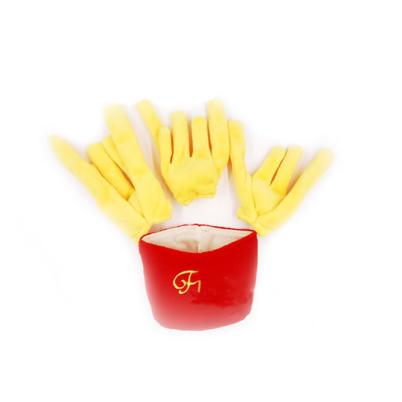 2 Piece Dog Squeaky Toy Set Hamburger and French Fries Plush Chew Toys