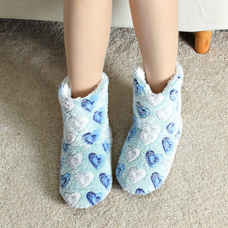 Womens Slipper Socks Fleece Lined Non Slip Dark Blue, 26cm