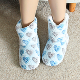 Womens Slipper Socks Fleece Lined Non Slip Blue, 27cm