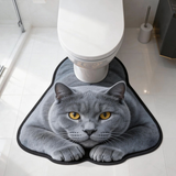 U Shaped Toilet Mat Quick Dry Diatomite British Shorthair, 15.75 x 19.69 in