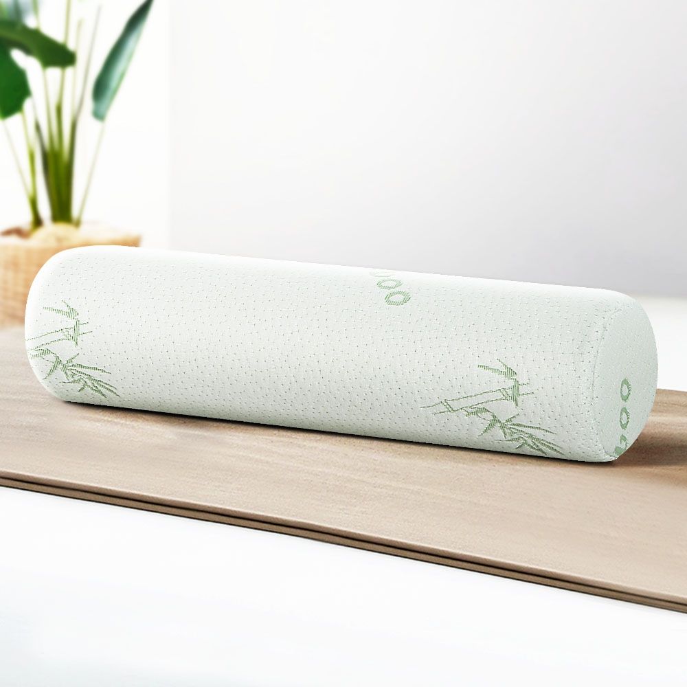 Memory Foam Neck Roll Pillow with Bamboo Cover, Cervical Support Bolster Cushion