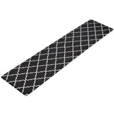 Non-Slip PVC Kitchen Floor Runner 45 x 180 cm, Waterproof Rug, Black Moroccan Trellis
