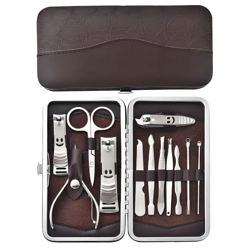 12-Piece Manicure Pedicure Kit, Professional Nail Clipper Grooming Set, Brown Croc Case