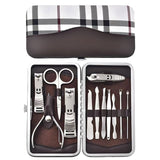 12-Piece Manicure Pedicure Kit, Professional Nail Clipper Grooming Set, White Plaid Case