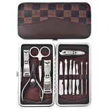 12-Piece Manicure Pedicure Kit, Professional Nail Clipper Grooming Set, Brown Checkered Case