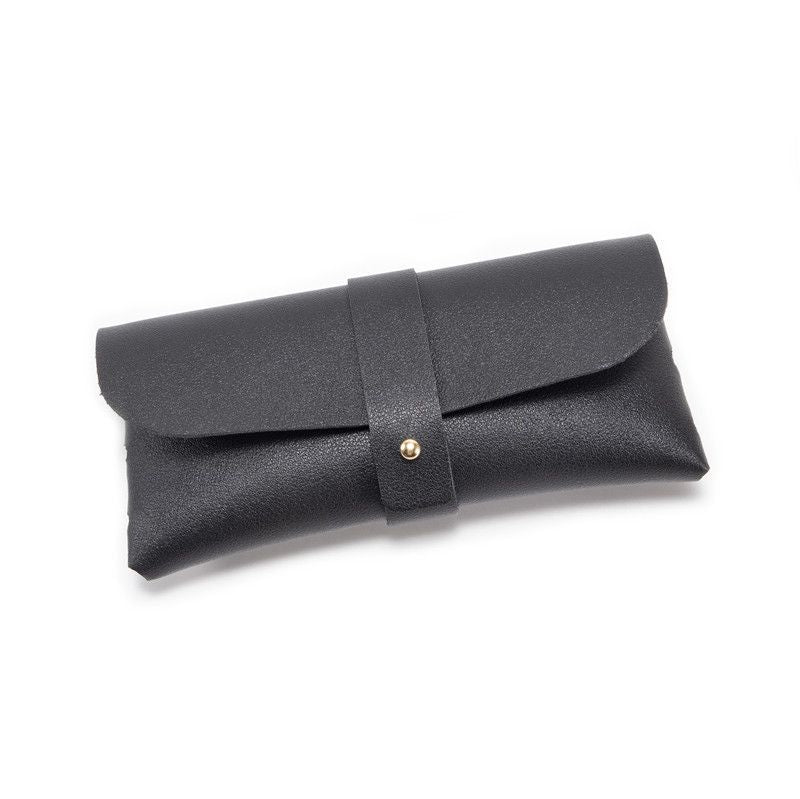 3-Piece PU Leather Eyeglass Case Set, Soft Protective Pouches for Sunglasses and Reading Glasses, Black