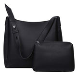 2-Piece Women's Bucket Bag Set, Vintage Shoulder Tote and Crossbody Handbag, Black