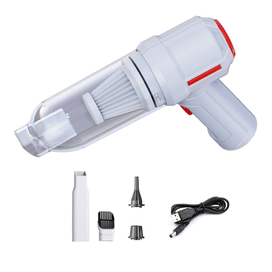 3-in-1 Portable Vacuum Cleaner with Blower and Dust Extraction, USB Rechargeable, White