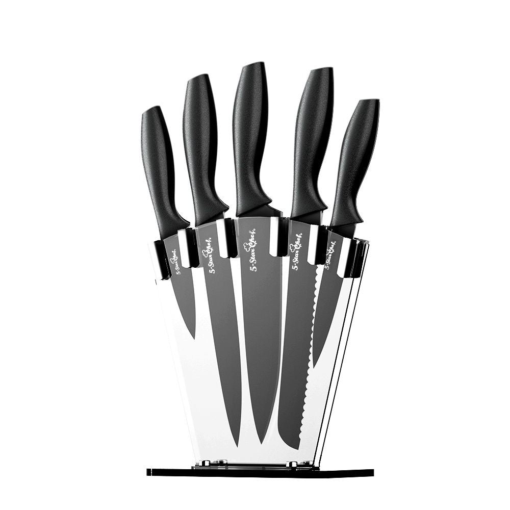 7-Piece Kitchen Knife Set with Sharpener, Stainless Steel Non-Stick Blades