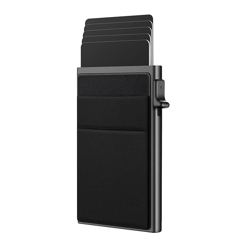 Ultra-Slim Pop-Up Card Holder Wallet with RFID Blocking, Black Wallet and Black Card Holder