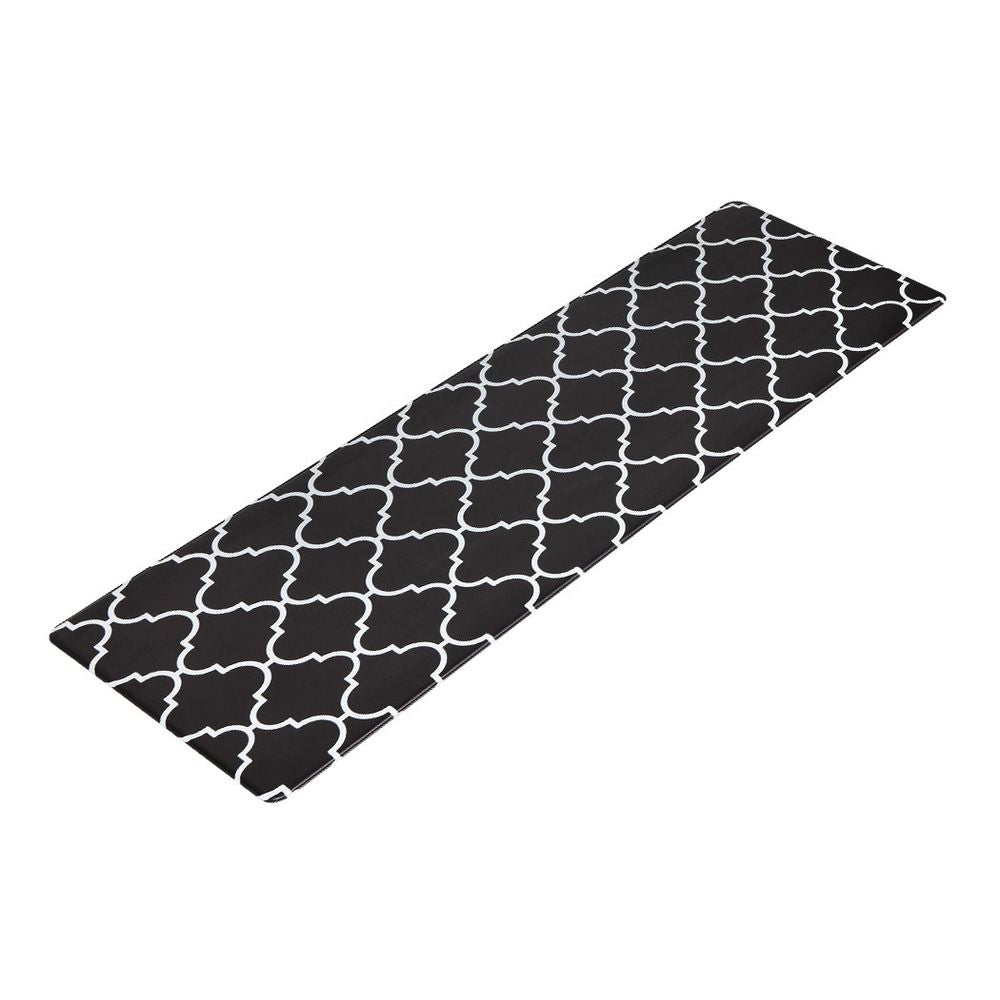 Non-Slip PVC Kitchen Floor Runner 50 x 160 cm, Waterproof Rug, Black Moroccan Trellis