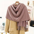 Thick Solid Color Scarf Wrap with Fringe, Soft Cashmere-Look Winter Shawl