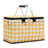 18L Insulated Picnic Basket with Aluminum Frame, Collapsible Cooler Bag, Yellow Plaid, 40 x 20 x 23 cm