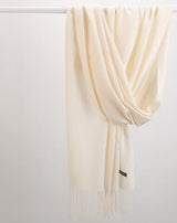 2 Pack Cashmere-Look Scarf Shawls with Fringe, Soft Warm Wraps, Light White