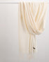 2 Pack Cashmere-Look Scarf Shawls with Fringe, Soft Warm Wraps, Light White
