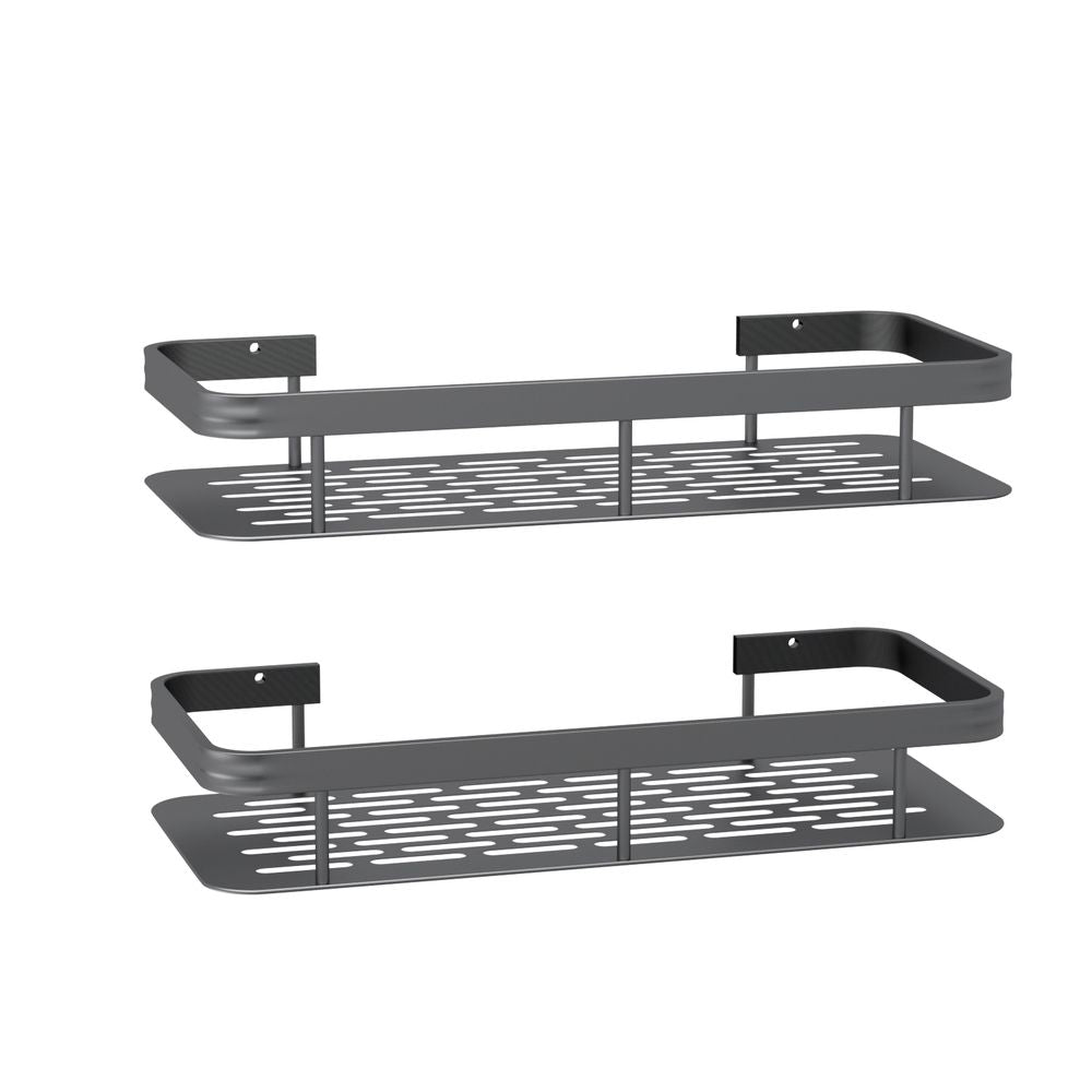 2 Pack Bathroom Wall Shelf Storage Racks, 30 x 13 x 5 cm, Black
