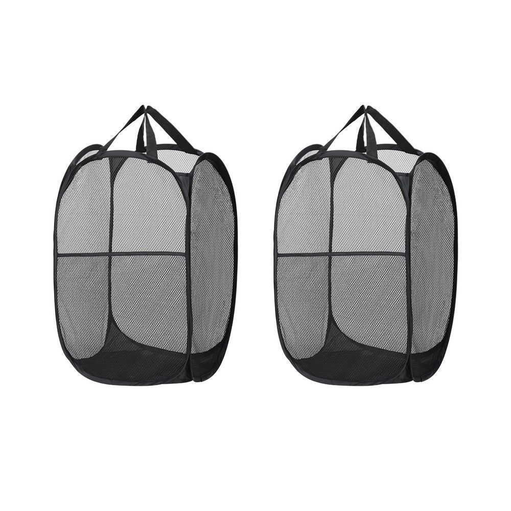 2 Pack Foldable Laundry Basket Hampers, Black