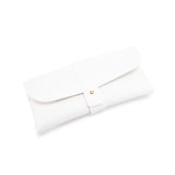 White PU Leather Eyeglass Case, Soft Protective Pouch for Sunglasses and Reading Glasses